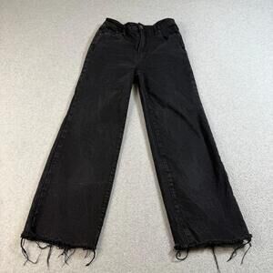 Oliver Logan Jeans Womens 25 Black High Rise Straight Crop Raw Hem Stretch Denim